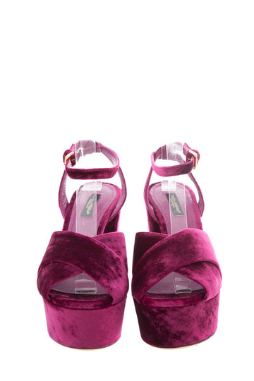 Dolce & Gabbana Burgundy Velvet  Platforms SZ 37