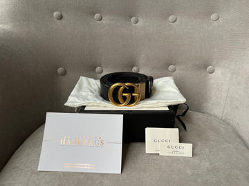 Gucci GG Reversible Leather Belt with Gold Buckle (RRP £440)