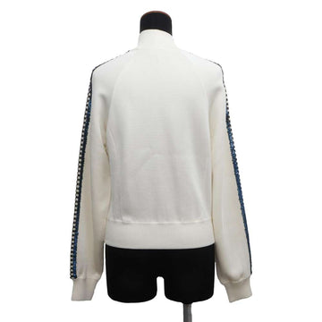 CHANEL CC Logo Sequins Blouson with Logo Patch Size 38 White/BlackP74166 Rayon91% Nylon7% Polyurethane2%