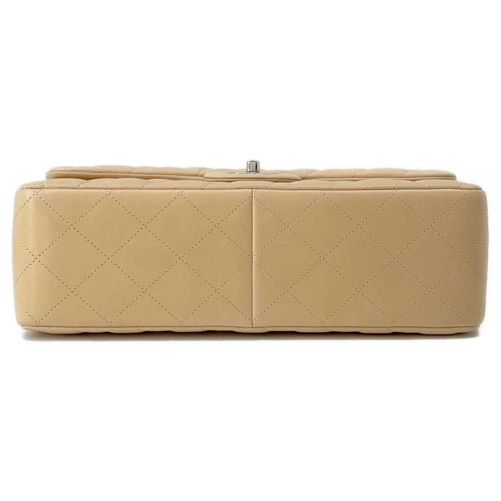 CHANEL Jumbo Matelasse Double Flap Shoulder Bag BeigeA58600 Lambskin Size 30