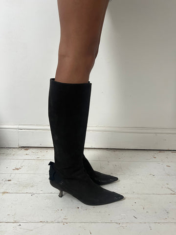 PRADA KITTEN HEEL BOOTS (EU 37)
