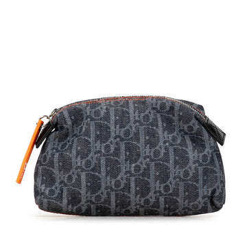 Dior Trotter REMOVE BEFORE FLIGHT Flight Line Pouch Blue Orange Canvas Leather  Dior