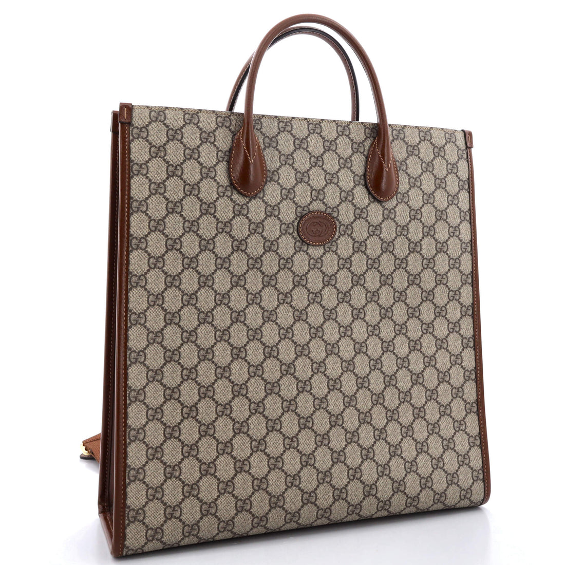 Vertical Structured Top Handle Open Tote GG Coated Canvas Medium