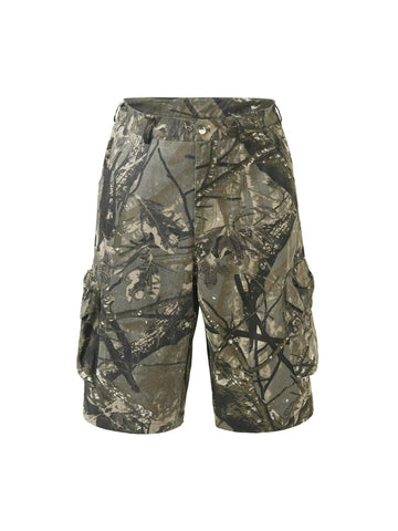 Makersluxe Retro Camouflage Fallen Leaves Cargo Jorts - 2166