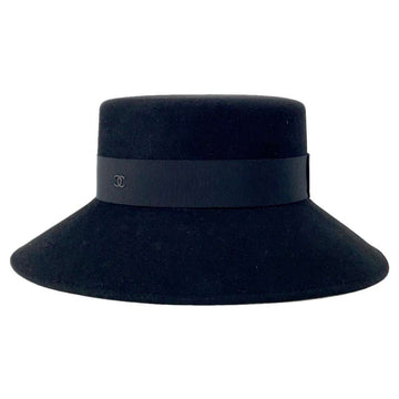 CHANEL hat Size M Black Lapin 100%