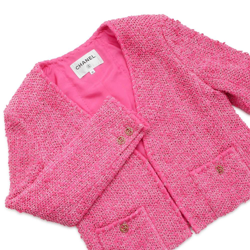 CHANEL Tweed Jacket Size 36 PinkP70041 Cotton81% Acryl13% Polyester3% Polyamide3%
