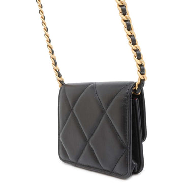 CHANEL 19 Chain Coin purse Black Lambskin