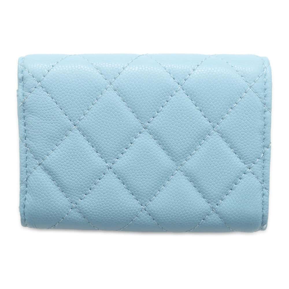 CHANEL Matelasse flap wallet Light BlueAP3397 Caviar Leather