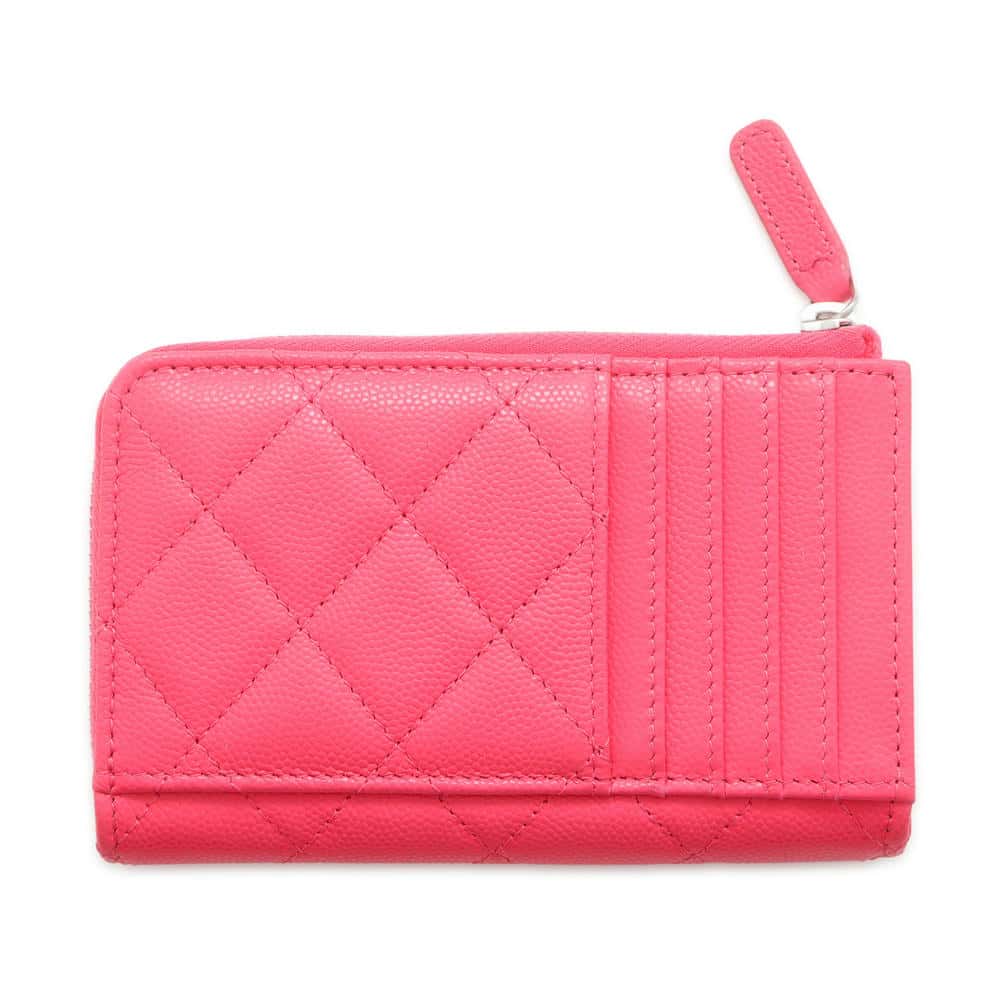 CHANEL Matelasse Fragment Card Case PinkAP3836 Caviar Leather
