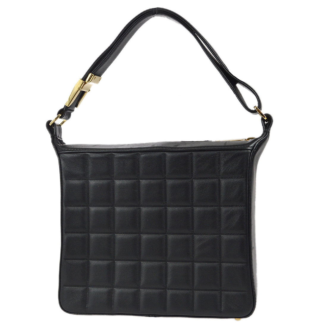 Chanel 2001-2003 Choco Bar Shoulder Bag Black Lambskin