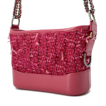 CHANEL Gabriel de Hobo PinkA91810 Tweed Leather Size Small