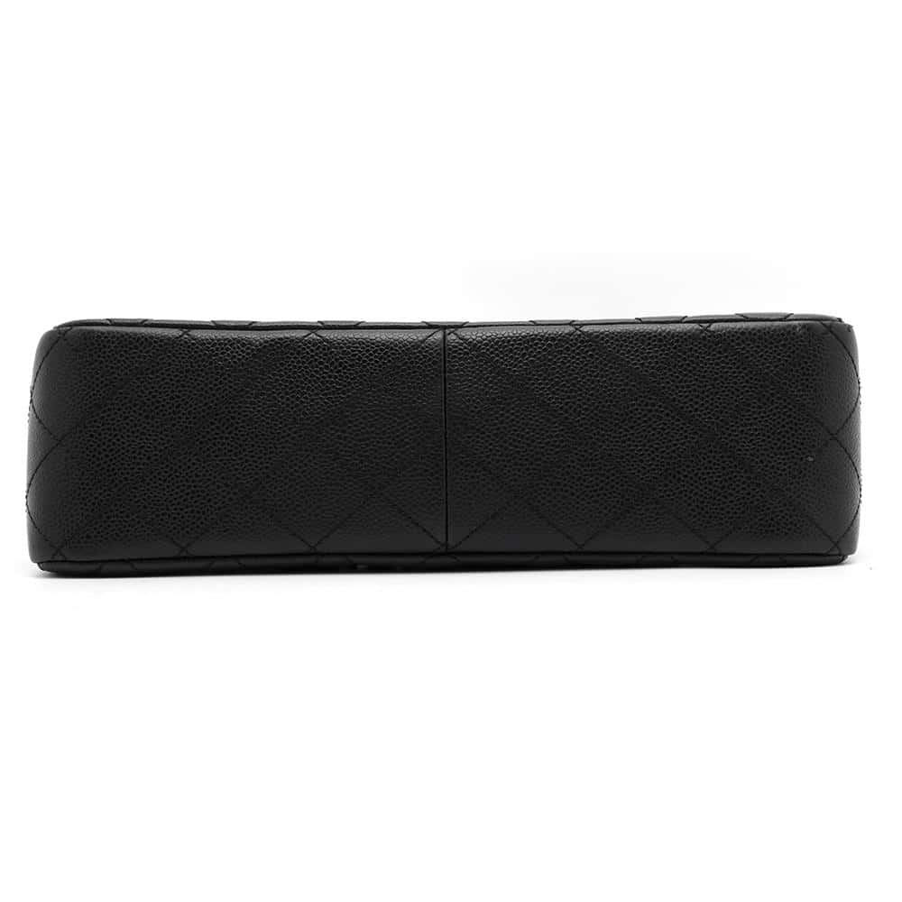 CHANEL Matelasse Single Flap ChainShoulder Bag Black Caviar Leather Size 30