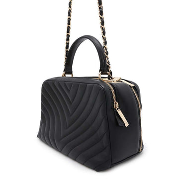 CHANEL Trendy Bowling Bag With Logo Black Lambskin