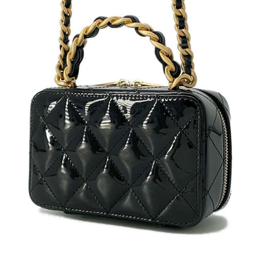 CHANEL Chain Vanity BlackAP2874 Patent Calf Leather
