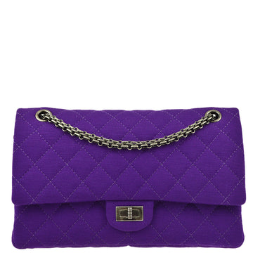 Chanel Purple Cotton 2.55 Classic Double Flap Shoulder Bag