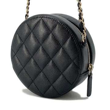 CHANEL Matelasse Round ChainShoulder Bag BlackAP0245 Caviar Leather