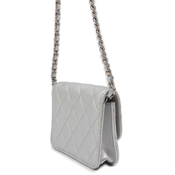 CHANEL Years Gift Star Motif Chain Waist Pouch Silver Lambskin