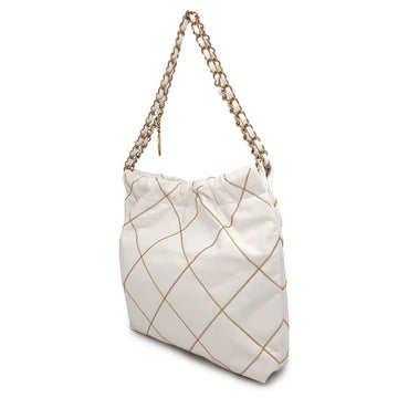 CHANEL CHANEL22 ChainShoulder Bag WhiteAS3260 Shiny Calf Leather Size Small