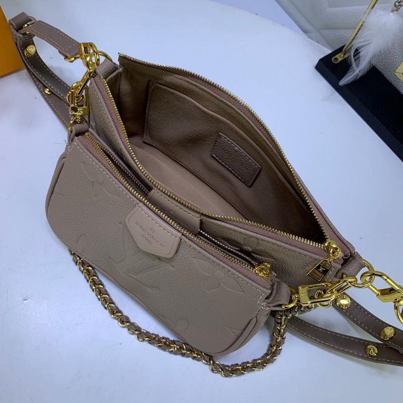 Makersluxe - Multi Pochette Shoulder Bag Rosy brown