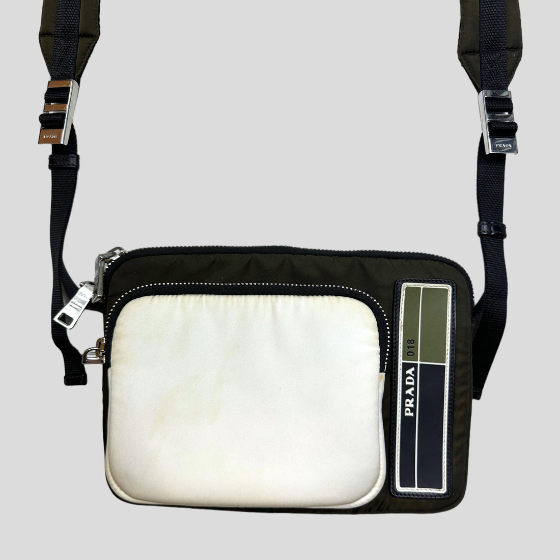 Prada 2018 Rubber Race Logo Bandoliera Crossbody Pocket Bag + Cards