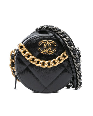 Quilted Calf Leather Clutch with Chain-Link Handle