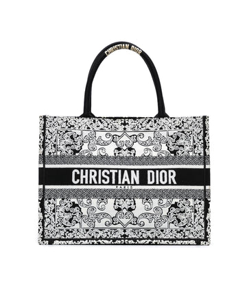 Embroidered Canvas Book Tote with Rolled Handles