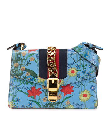 Small Leather Flora Sylvie Satchel with Detachable Straps and Interior Pockets