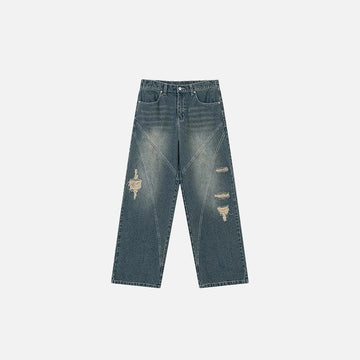 Vintage Distressed Wide-Leg Jeans
