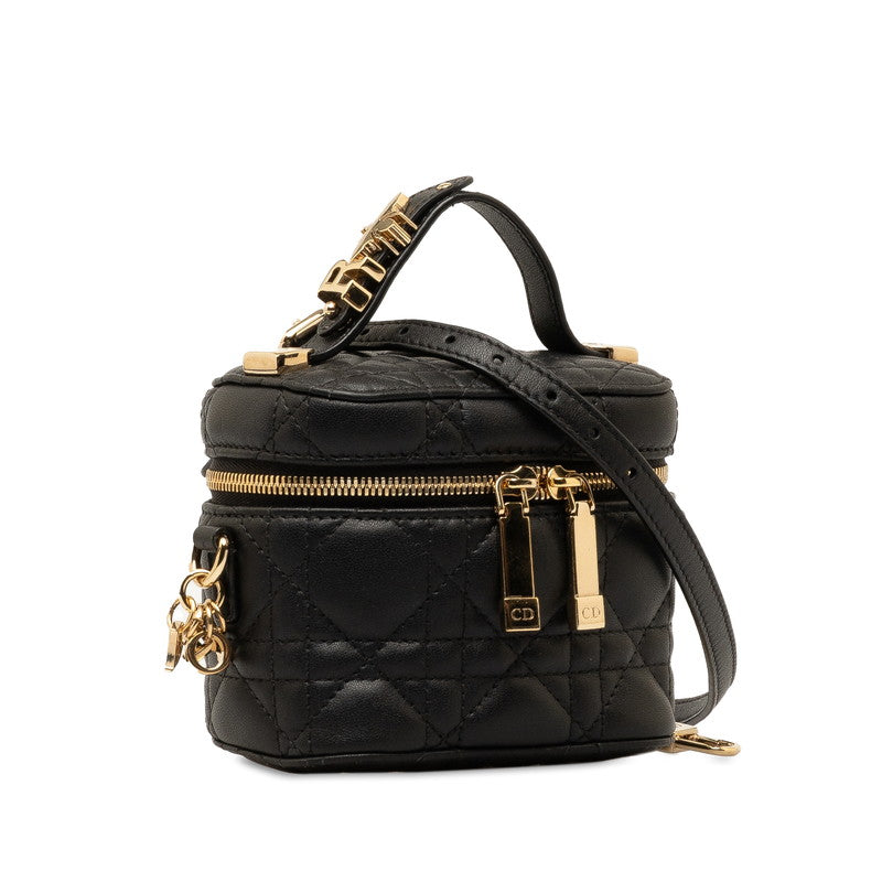 Dior Lady  Dior Micro Vanity Mini Handbag Shoulder Bag 2WAY Black Lambskin  Dior