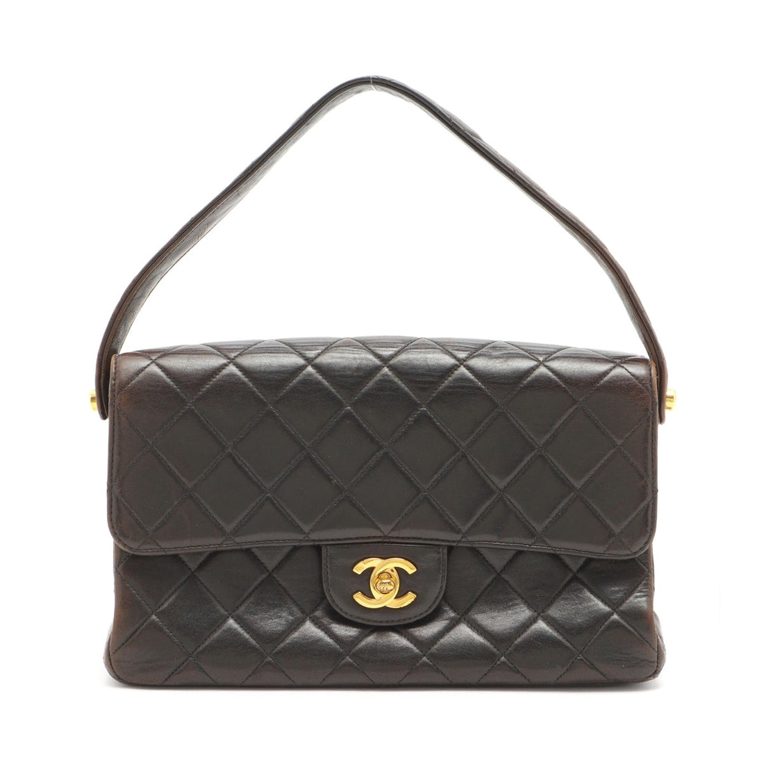 CHANEL Vintage Double Flap Shoulder Bag in Lambskin Black