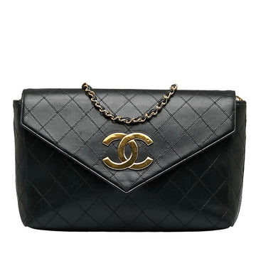Chanel Deca-Coco Chain Shoulder Bag Black Gold Leather Lady Chanel