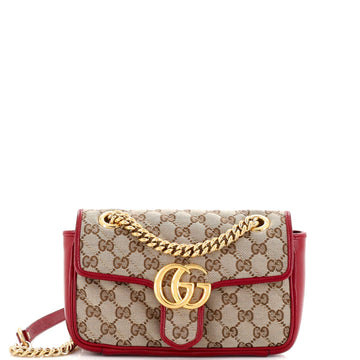 GG Marmont Flap Bag Diagonal Quilted GG Canvas Mini