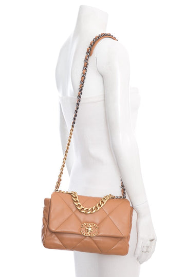 Chanel 2024 19 Brown Quilted Leather Handbag
