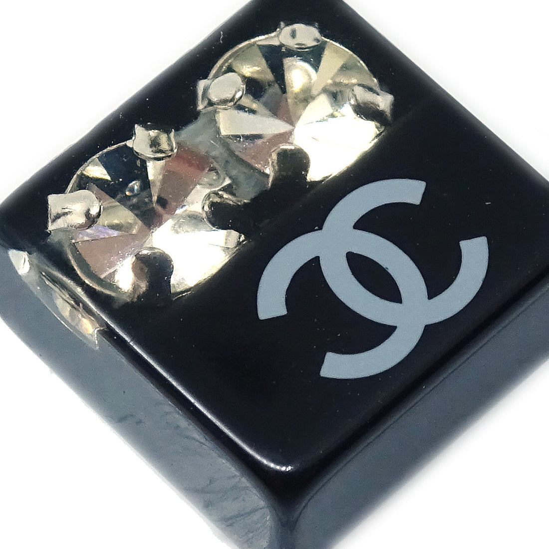 Chanel Square Earrings Black Rhinestone 05P