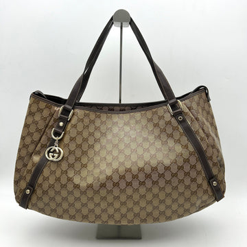 GUCCI Crystal Monogram Medium Abbey Shoulder Bag Dark Brown gu8813gs