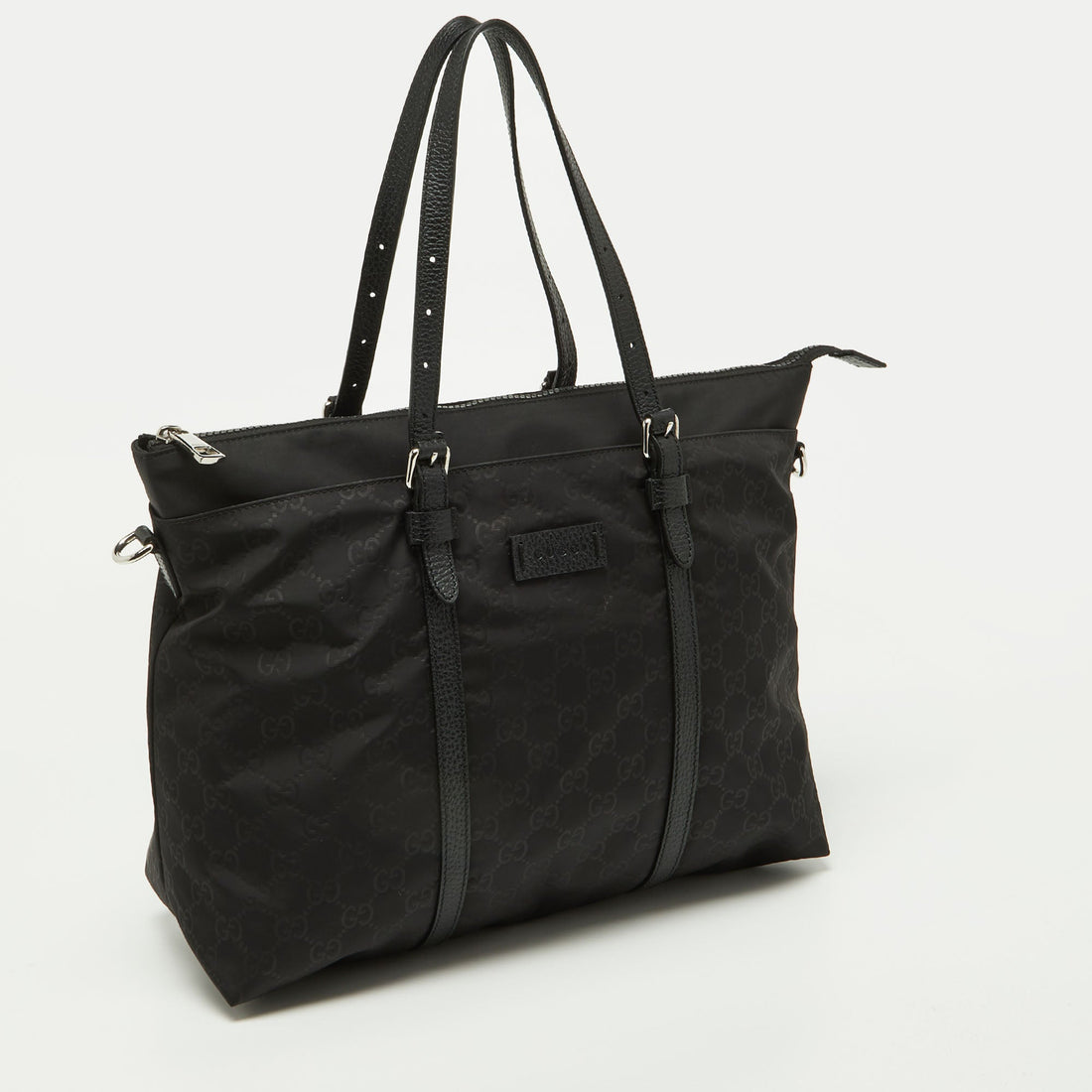 Gucci  Gg Nylon And Leather Top Zip Tote