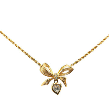 Dior Ribbon Heart Line Stone Necklace G   Dior