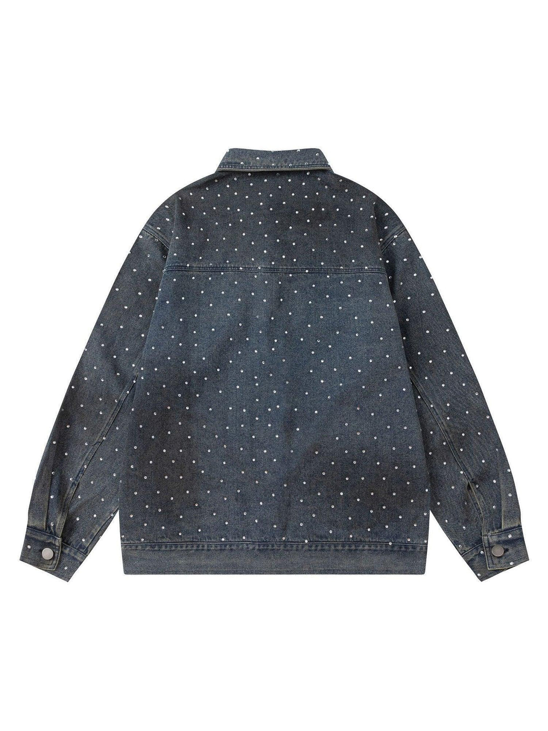 Makersluxe Hip-hop Beaded Washed Denim Jacket
