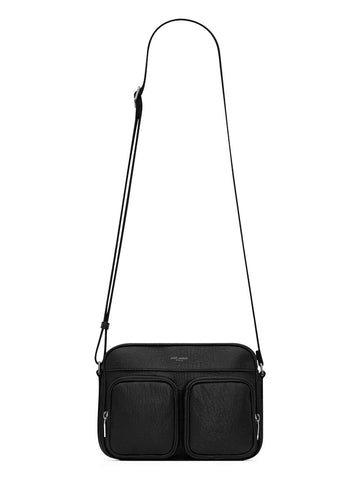 Saint Laurent Men City Camera Bag In Grained Leather