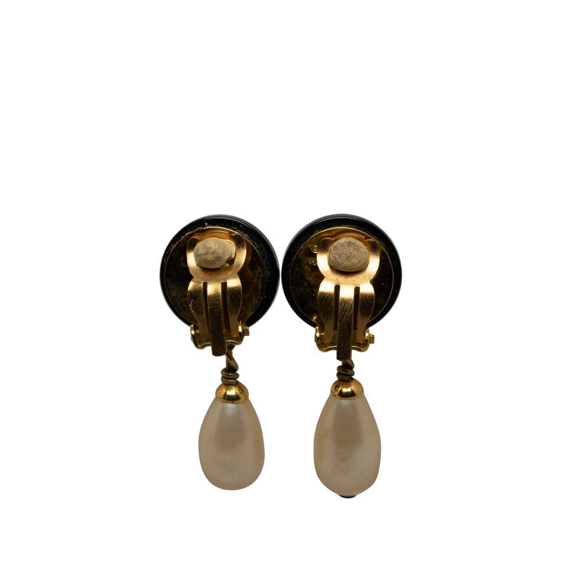 Chanel Vintage Coco Earrings G Black   Chanel