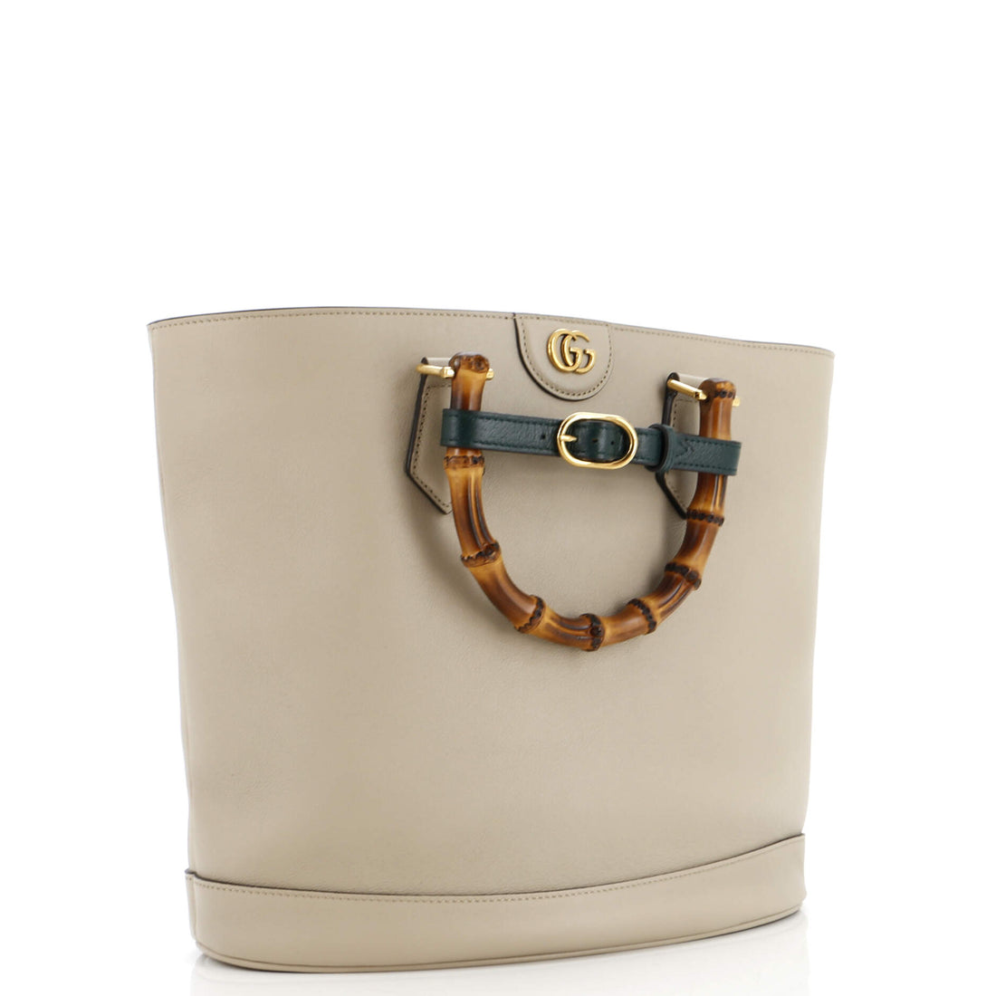 Diana Bamboo Handle Round Tote Leather Medium