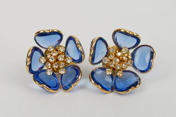 Boucles d'oreilles en pâte de verre Gripoix