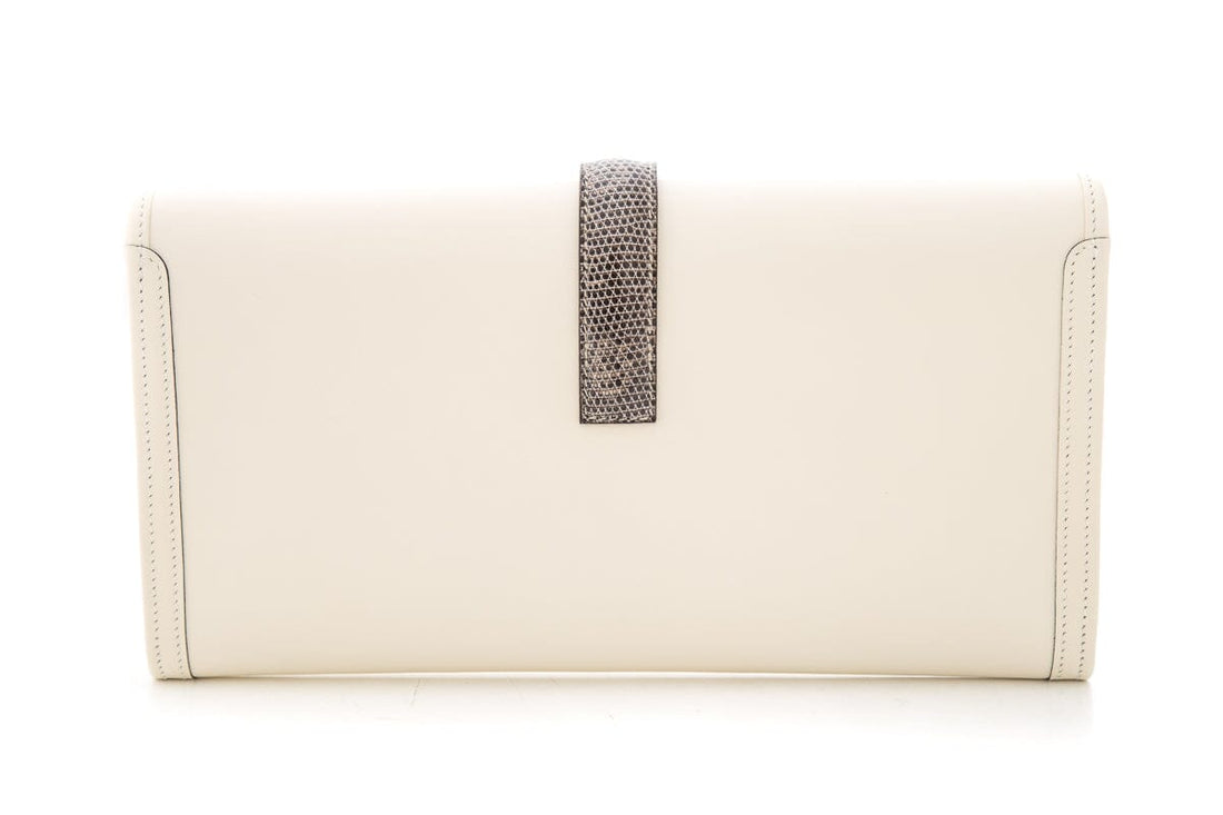 Hermès Cream Jige Elan 29CM Lizard Ombre Clutch
