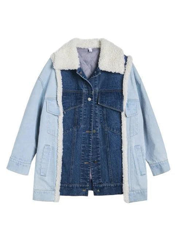 Women's Denim Coat Lamb Wool Collar Jackets