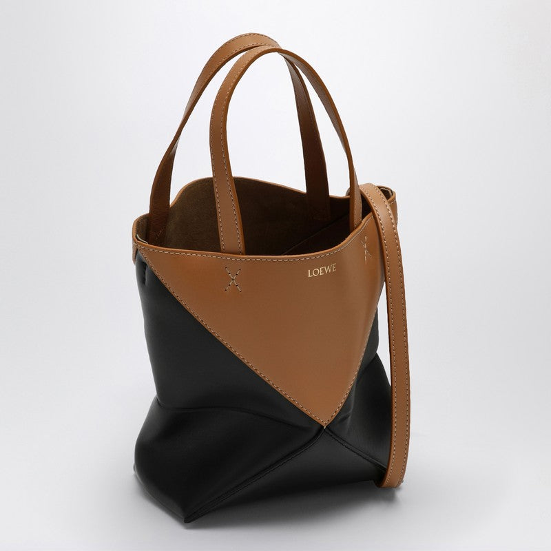 Loewe Puzzle Fold Tote Bag Mini Warm Desert/Black Women