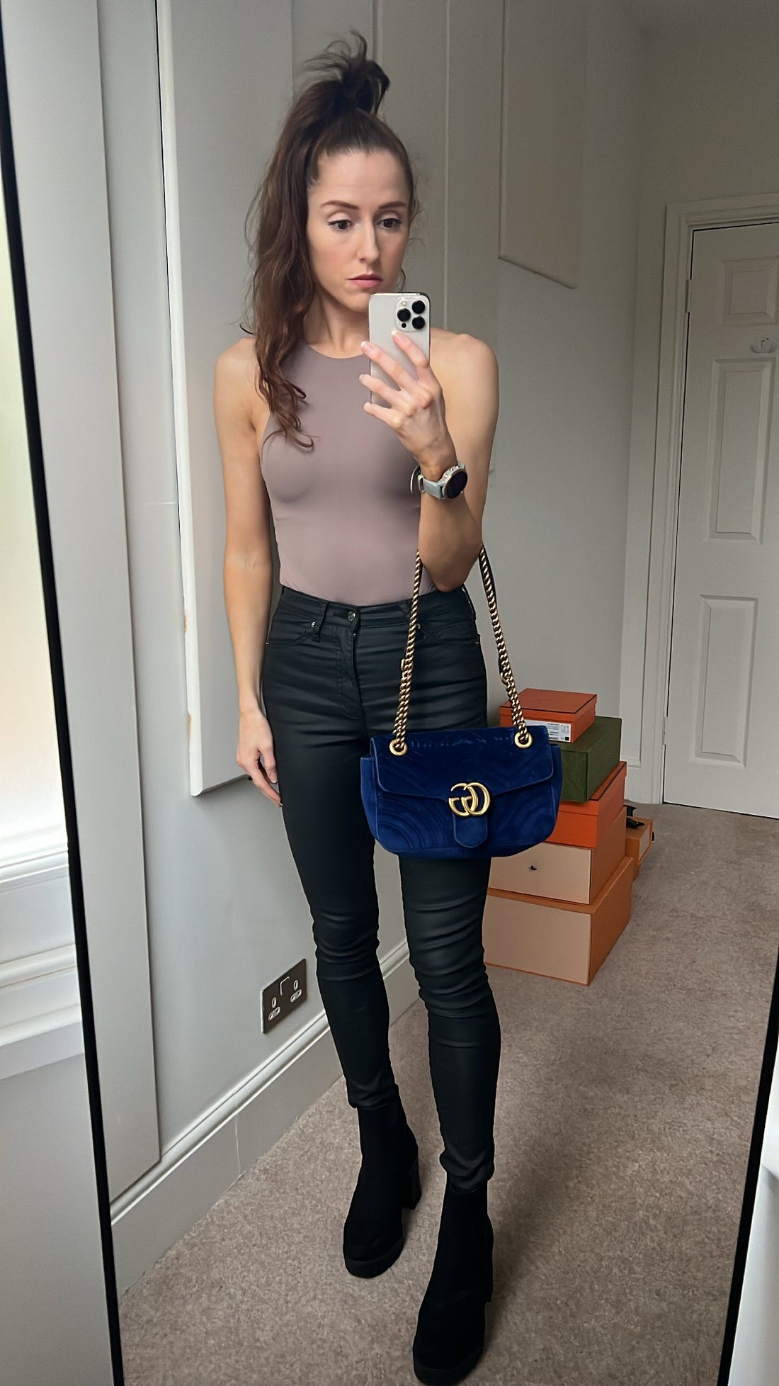 Gucci GG Blue Velvet Marmont Mini Shoulder Bag (RRP £1350)