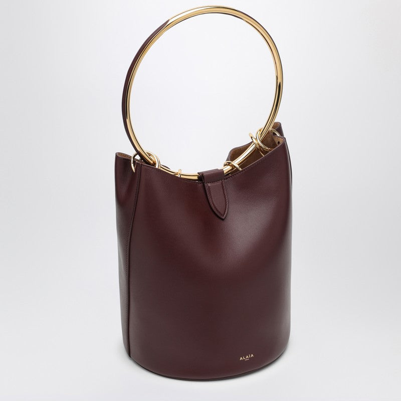 Alaia Large Chocolate-Coloured Leather Ring Bucket Bag Women
