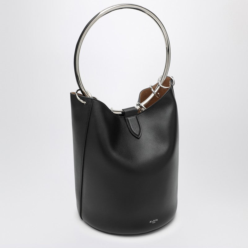 Alaia Large Ring Bucket Black Leather Bag Women
