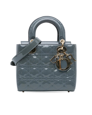 Small Patent Quilted Leather Handbag with Detachable Strap