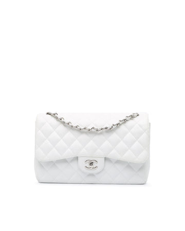 Quilted Leather Double Flap Shoulder Bag with Chain Straps and CC Turn-Lock Closure